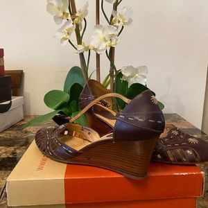 Brown wedge sandals